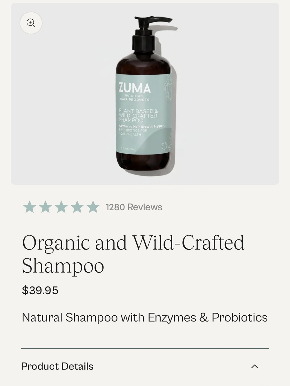 ZUMA Plant-Based Shampoo - Sage Green Label